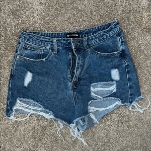 PrettyLittleThing Blue Distressed Jean Shorts